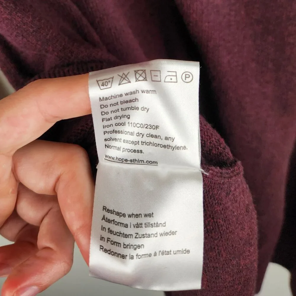 HOPE Stockholm Unisex Knit Crewneck Rule Sweater Burgundy sz 50 (US L)
